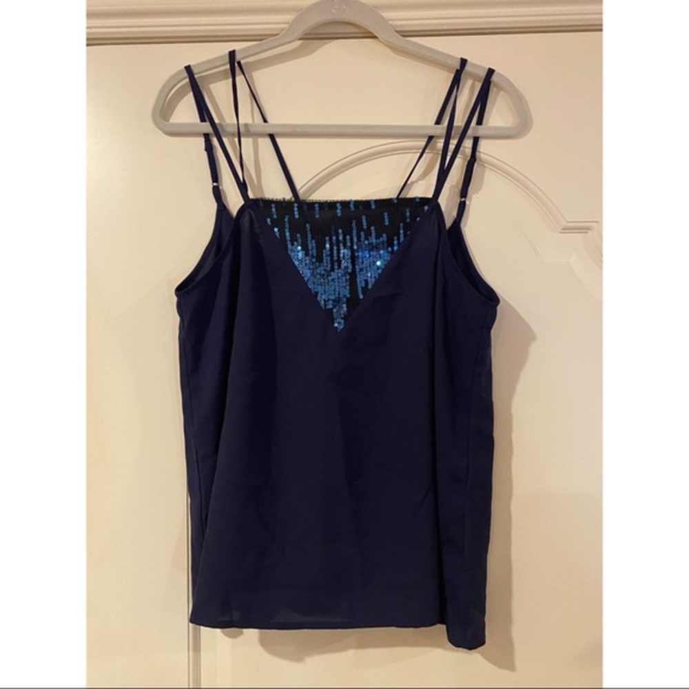 TCEC TOPS | BLUE SEQUINED EVENING‎ TANK SZ L